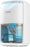 Duronic DH07 WE, deshumidificador eléctrico portátil, mostrado con el depósito de agua transparente lleno, iluminado en azul