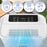 Duronic DH201 Deshumidificador Mostrando el panel de control táctil superior con funciones de bloqueo infantil, ajuste de humedad de 30 a 80% RH, temporizador de 1 a 24 horas y doble velocidad de ventilador