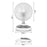 Duronic FN15 Ventilador de sobremesa 15W | Mostrando un diagrama con las dimensiones del ventilador blanco, indicando una altura total de 30 cm, un diámetro de rejilla de 20 cm, un ancho de base de 18.5 cm y una profundidad de base de 20 cm
