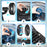 Duronic FN42 BK, ventilador de pared de 16 pulgadas, guía visual de montaje paso a paso en 6 pasos: separando la rejilla trasera del motor, fijando el eje central, colocando las aspas, ajustando la tuerca de sujeción, uniendo la rejilla frontal y trasera, y atornillando la rejilla de seguridad.