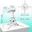 Duronic PB07XB Soporte para Proyector de Techo y Pared, Universal | Mostrando un diagrama técnico de dimensiones del soporte para proyector en color blanco sobre una superficie clara, indicando una altura total de 25 cm (9.8 in), dimensiones de la base de fijación de 13 x 12 cm (5.1 x 4.7 in) y un diámetro ajustable de los brazos de soporte de hasta 32 cm (12.6 in)