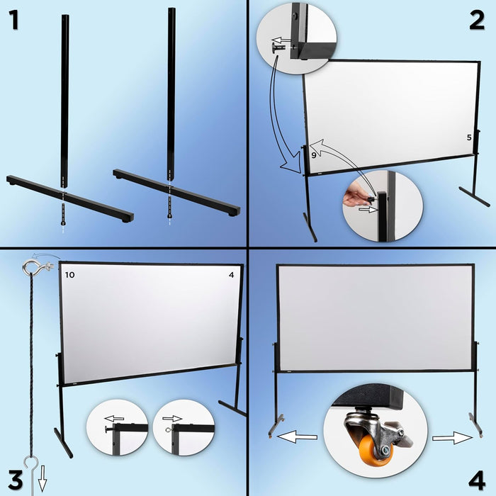 Duronic SFPS Parts Juego de Accesorios para Pantallas de proyección Guía paso a paso para el montaje de los soportes y la fijación de la pantalla de proyección
