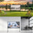 Duronic SFPS Parts Juego de Accesorios para Pantallas de proyección Mostrando la pantalla instalada en un jardín al aire libre y en un entorno de oficina moderno
