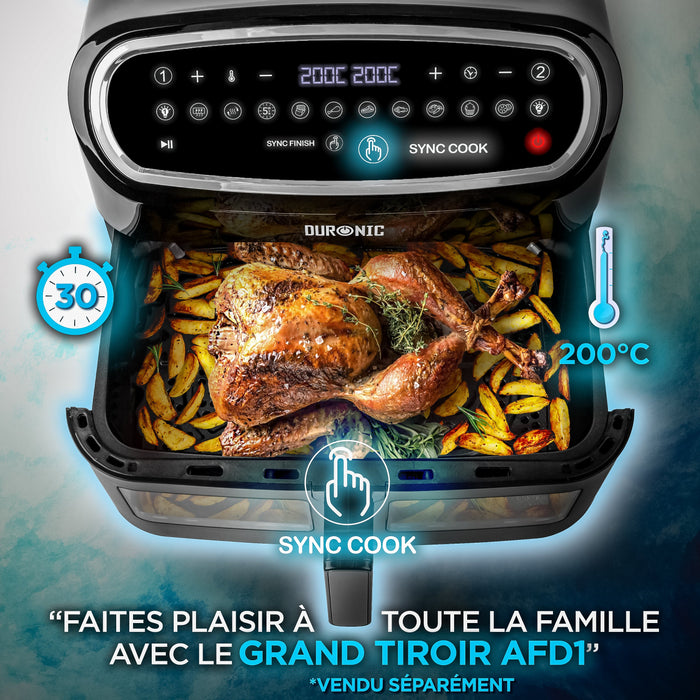 Duronic AF24 Freidora de aire sin aceite 2400 W | Air Fryer 2 cestas de 5L con ventanas | Airfryer 10 en 1 | 10 programas y 10 L | Pantalla táctil | Cestas antiadherentes | Fácil de limpiar | 50-200º