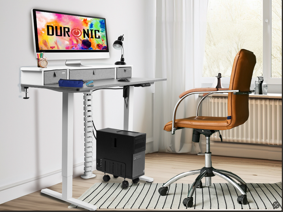 Duronic CD120 WG Escritorio eléctrico regulable 72-118 cm con tablero 120 x 60 cm y patas con altura regulable Max.70 kg Escritorio elevable eléctrico, Puesto de trabajo ideal para casa y teletrabajo