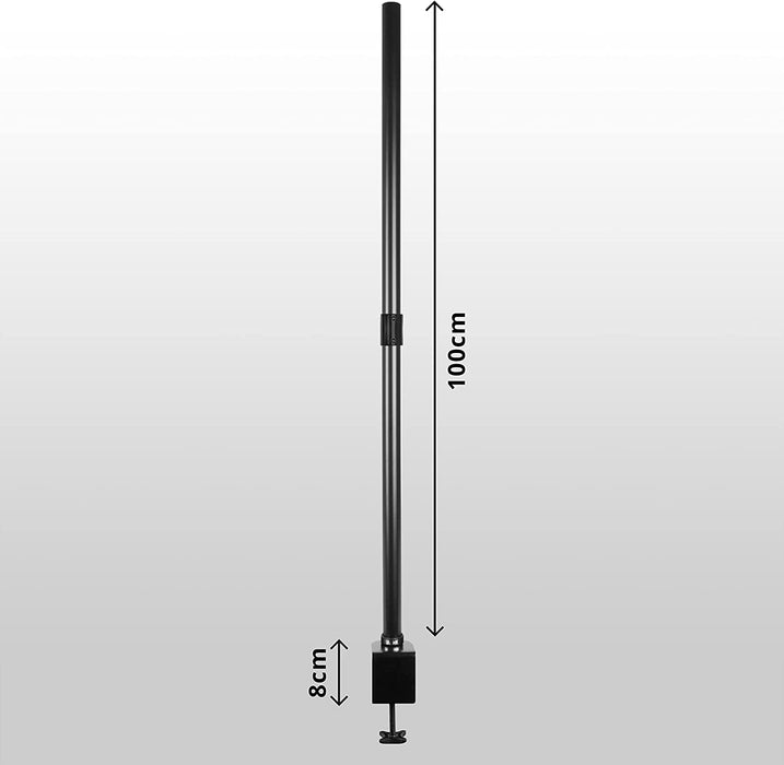 Duronic DMT100 Poste de 100 cm Compatible con Todos los Brazos de Nuestra Gama de Soportes para Monitor Color Negro 32mm diámetro Pinza en Forma de V