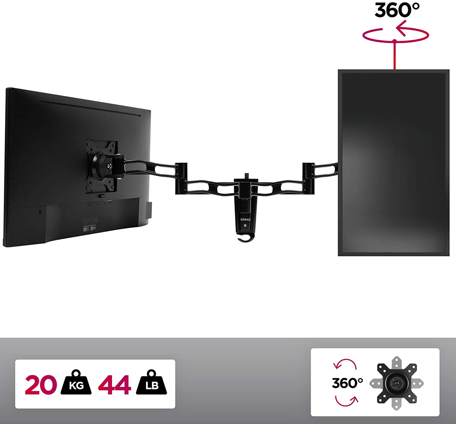Duronic DM35W1X3 Soporte TV de pared brazo para 1 monitor PC Pantalla LCD LED de 13