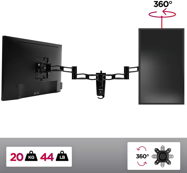 Duronic DM35W1X3 Soporte TV de pared brazo para 1 monitor PC Pantalla LCD LED de 13" a 30" de hasta 20 kg y VESA 75/100