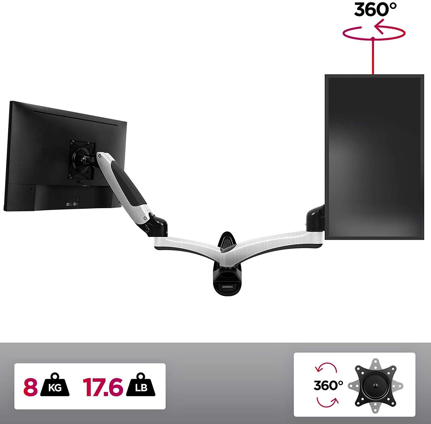 Duronic DM65W1X2 Soporte TV de pared brazo para 1 monitor PC pantalla LCD LED de 15