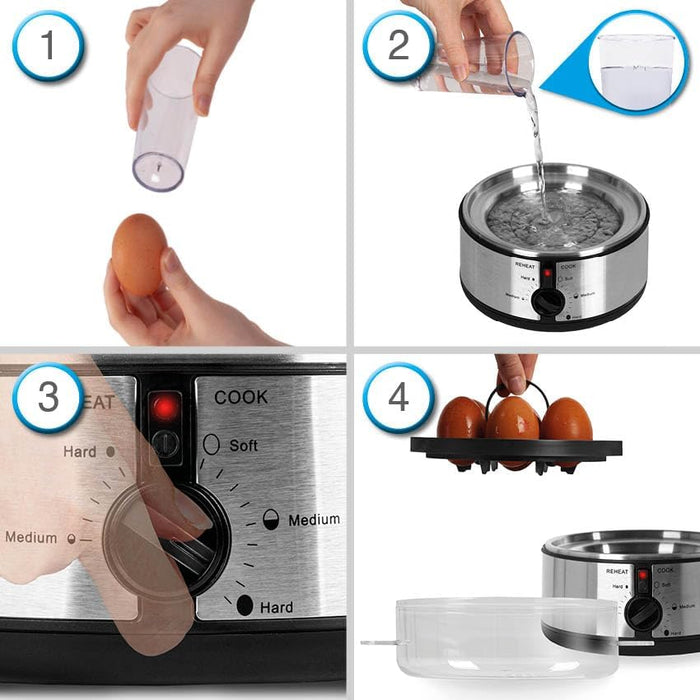 Duronic EB35 BK Hervidor para huevos eléctrico | Hasta 7 Huevos y Prepara 2 tipos a la vez | Cocedor con termostato y minutero | Huevos duros huevos mollet y pasados por agua | Cocina saludable