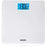 Duronic BS403 Báscula de baño digital - Capacidad máxima de 180kg – Pantalla LCD azul fácil de leer- Diseño de vidrio blanco - Enciende al subirse - Peso corporal en kg, lb y st