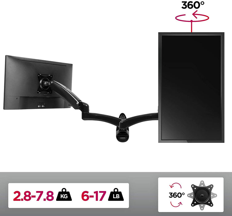 Duronic DM55W1X1 Soporte TV de pared brazo para 1 monitor PC pantalla LCD LED de 15" a 27" pulgadas hasta 7,8 kg y VESA 75/100