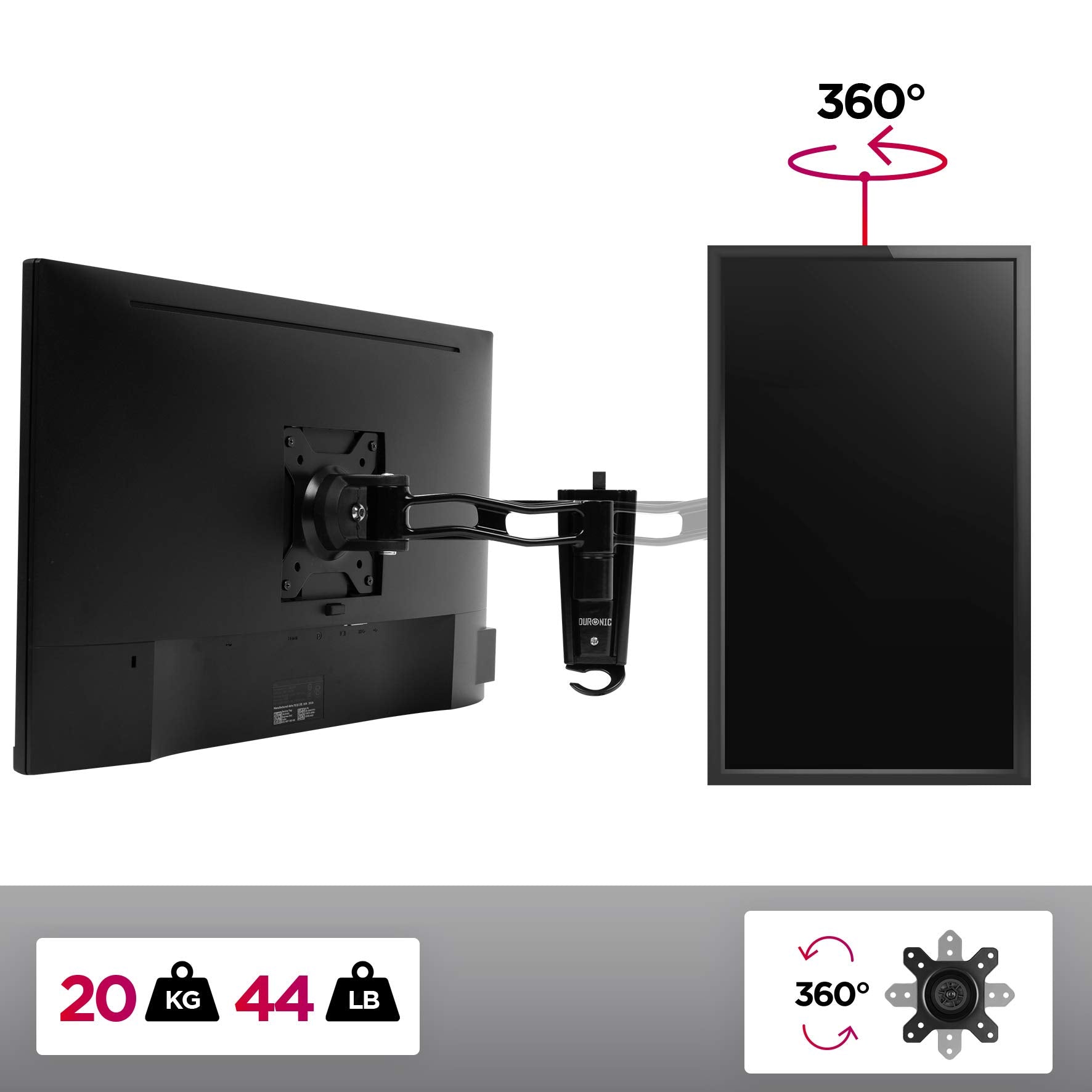 Duronic DM35W1X2 Soporte TV de pared brazo para 1 monitor PC Pantalla LCD LED de 13
