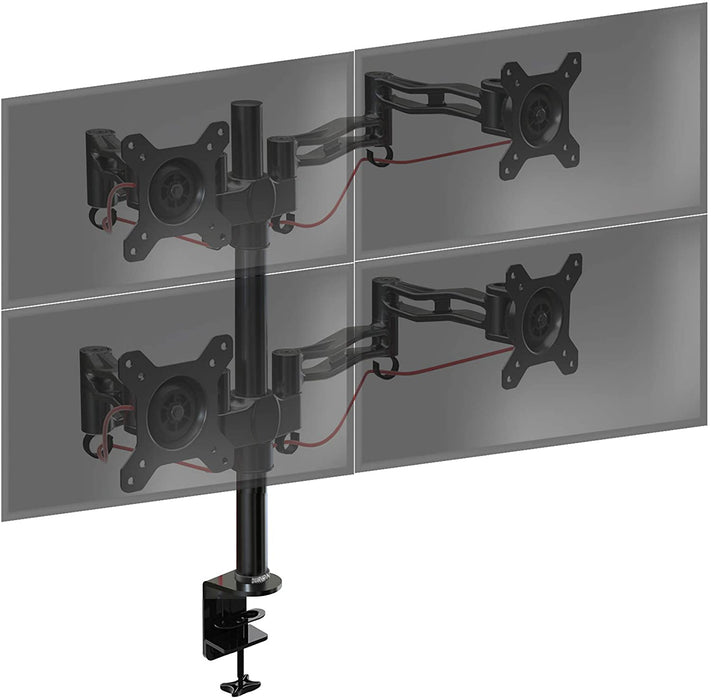 Duronic DM354 Soporte para 4 pantallas de 13" a 27" pulgadas 8Kg máx - Altura ajustable, giratorio, inclinable - Soporte para 4 pantallas TV LED LCD