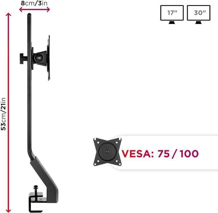 Duronic DM12X1 Brazo para Monitor de 17" a 30" Pulgadas y 8 kg de Capacidad | Altura Ajustable | Cabezal VESA Giratorio e inclinable | Soporte para TV LED LCD