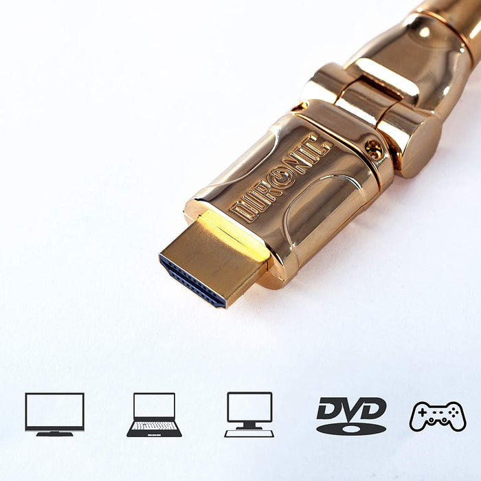 Duronic HDC01 HDMI Cable 3m Blindado 1.4 con Conectores Chapados en Oro 24ct Flexible y Rotativo Compatible con Ethernet Señal Full HD 1080P / 2160P