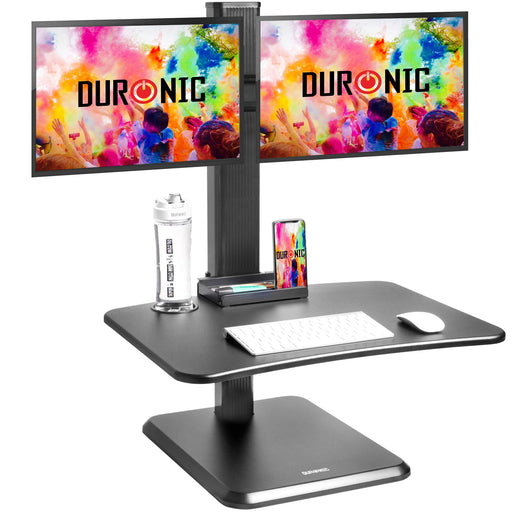 Duronic DM05D15 BK Escritorio Standing Desk para Monitor con Altura Ajustable de 17 a 44 cm|Mesa para Trabajar de pie y Sentado