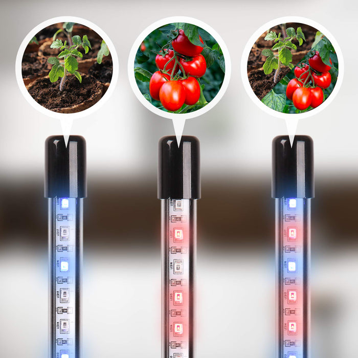 Duronic GLC36 Lámpara de planta LED 60W con dos cabezales flexibles|LED de interior 54 bombillas rojas y azules|3 combinaciones de color|6 niveles de luminosidad
