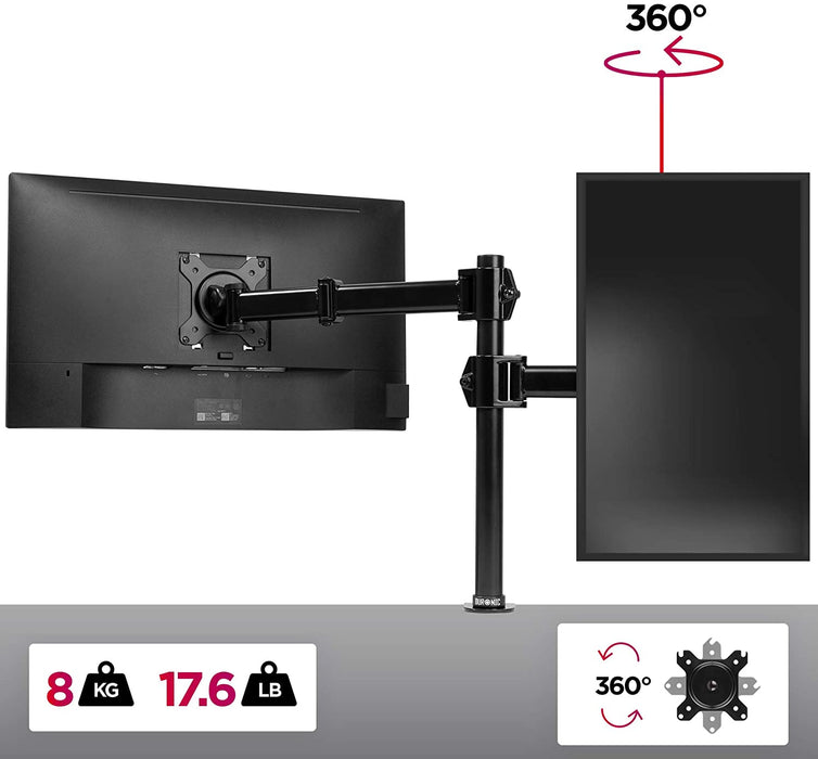Duronic DM251X2 Soporte para monitor de 13" a 27" pulgadas 8Kg máx - Altura ajustable, giratorio, inclinable – Soporte para Ordenador, TV LED, LCD
