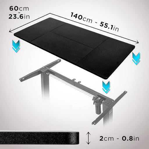 Duronic TT140 BK tablero de escritorio | Medidas 140 x 60 x 1,9 cm | Tablero de mesa para escritorio en casa, home office u oficina | Ideal para puesto de trabajo regulable en altura | Color Negro