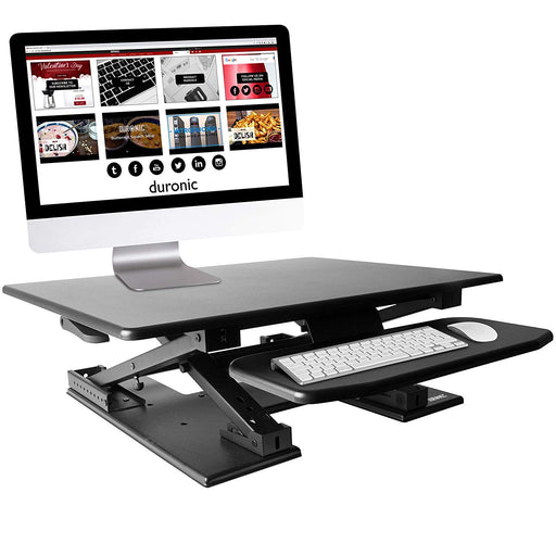 Duronic DM05D6 BK Escritorio Standing Desk para Monitor con Altura Ajustable de 11 a 43.5 cm, Superficie de 66 x 120 cm|Mesa para Trabajar de pie y Sentado