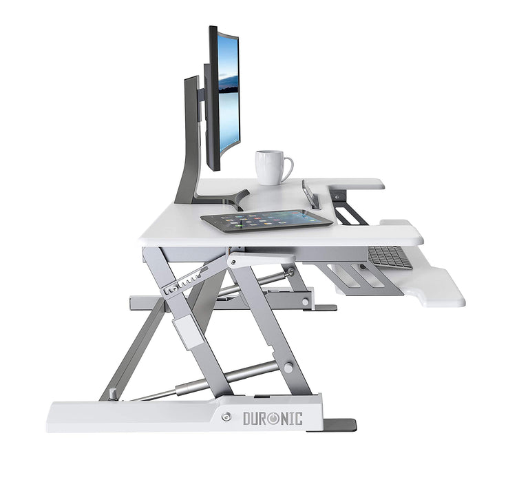 Duronic DM05D1 We Escritorio Standing Desk para Monitor con Altura Ajustable de 16 a 41 cm, Superficie de 56 x 92 cm|Mesa para Trabajar de pie y Sentado
