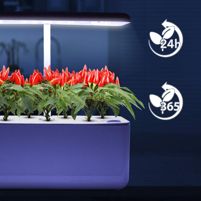 Duronic GHS37 Sistema de cultivo hidropónico - Lámpara de invernadero, 25W - LED 6500K, 3 modos - 70 bombillas en blanco, rojo y azul - Para cultivos interiores, flores, frutas - Kit de germinación