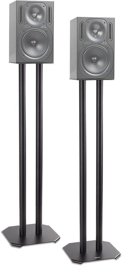 Duronic SPS1022/80 Set de 2 Soportes para Altavoz - 80cm de Altura - Base de 24 x 24cm - Plataforma de 16 x 16cm - Capacidad de hasta 5kg - Estabilidad con Arena, Conos/Clavos Antivibración y 8 Almohadillas amortiguadoras - Color Negro
