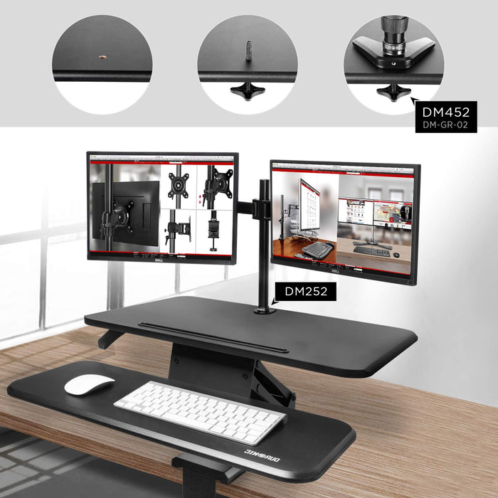 Duronic DM05D13 BK Escritorio Standing Desk para Monitor con Altura Ajustable de 12 a 40 cm|Mesa para Trabajar de pie y Sentado