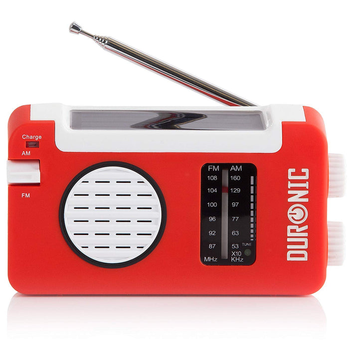 Duronic Hybrid Radio Portable Pequeña FM y AM Estereo con Recarga por Luz Solar, Dinamo y USB - Radios Solares