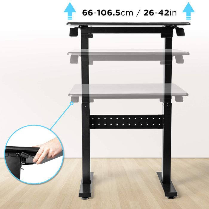 Duronic TM04F Mesa Escritorio con Altura Ajustable 72-114cm para Trabajar de pie o Sentado|Plataforma de 71x56cm|Capacidad máxima 15Kg|Diseño Almohadillas para fijación