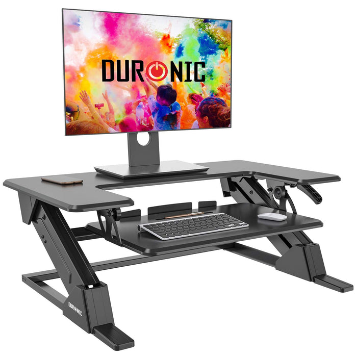 Duronic DM05D21 Escritorio standing desk para monitor con altura ajustable de 12 a 43 cm, superficie de 90 x 52 cm – Mesa para trabajar de pie y sentado