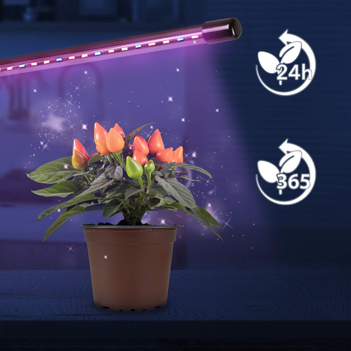 Duronic GLC12 Lámpara de planta LED 20W con un cabezal flexible|LED de interior 18 bombillas rojas y azules|3 combinaciones de color|6 niveles de luminosidad