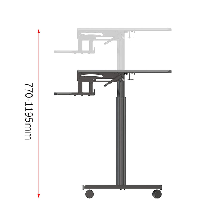 Duronic DM03ST1 Mesa portátil con Ruedas y Bandeja Extra para Teclado|Altura Ajustable - Escritorio movible para monitores y portátiles|Compatible con Soportes para Monitor