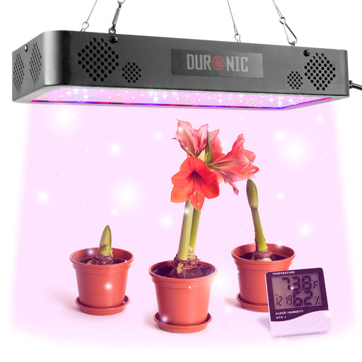 Duronic GLH60 Lámpara LED cultivo interior de plantas 600W|Lámpara de suspensión - Luz de espectro completo|60 LED blanco, rojo y azul|Modo veg y bloom