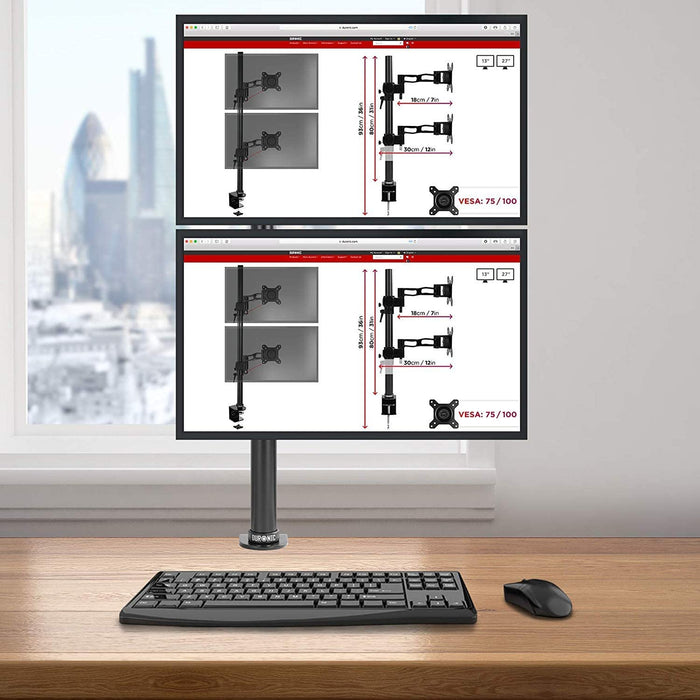 Duronic DM35V2X1 Soporte para 2 monitores de 13 a 27 pulgadas - Monitor PC LCD LED - Giratorio e inclinable - Capacidad 8kg – 80 cm de altura