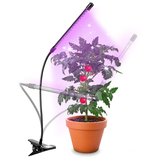 Duronic GLC12 Lámpara de planta LED 20W con un cabezal flexible|LED de interior 18 bombillas rojas y azules|3 combinaciones de color|6 niveles de luminosidad