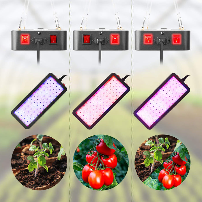 Duronic GLH90 Lámpara LED cultivo interior de plantas 900W|Lámpara de suspensión - Luz de espectro completo|60 LED blanco, rojo y azul|Modo veg y bloom