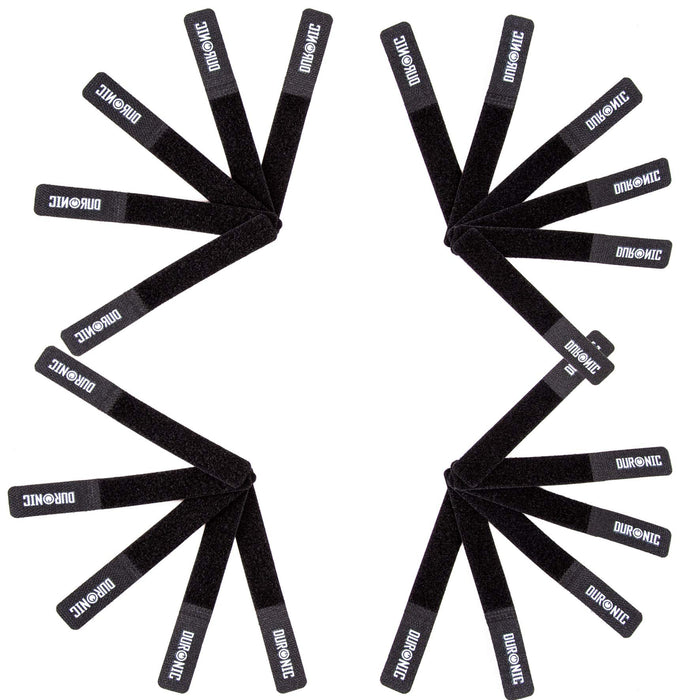 Duronic Pack 24 straps Unidades de tiras reutilizables autoadhesivas para organizar cables en su espacio de trabajo - Tiras ajustables para mantener el escritorio limpio