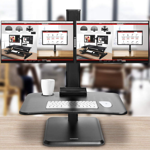 Duronic DM05D15 BK Escritorio Standing Desk para Monitor con Altura Ajustable de 17 a 44 cm|Mesa para Trabajar de pie y Sentado