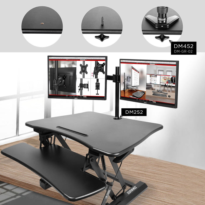 Duronic DM05D3 BK Escritorio Standing Desk para Monitor con Altura Ajustable de 14.5 a 50 cm, Superficie de 55 x 73 cm|Mesa para Trabajar de pie y Sentado