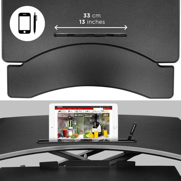 Duronic DM05D17 BK Escritorio Standing Desk para Monitor con Altura Ajustable de 12 a 49 cm|Mesa para Trabajar de pie y Sentado