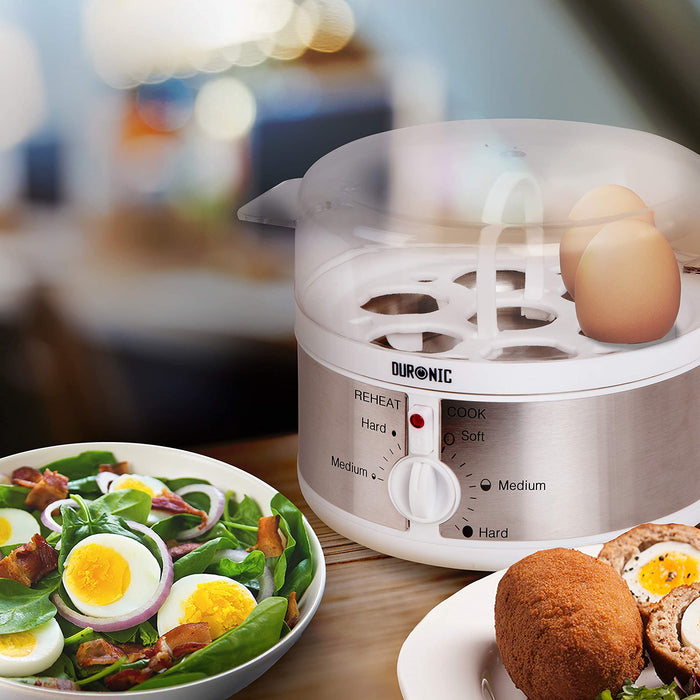 Duronic EB35 Hervidor cocedor para huevos eléctrico|hasta 7 Huevos|Cocedor con termostato y minutero|Huevos duros, huevos mollet, huevos pasados por agua|Prepara 2 tipos de huevos a la vez