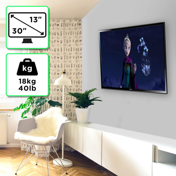 Duronic TVB0920 Soporte TV de pared giratorio para pantalla de entre 13" a 30" pulgadas hasta 18kg máx - Soporte SOLO compatible con VESA - Monitor LED, LCD, plasma