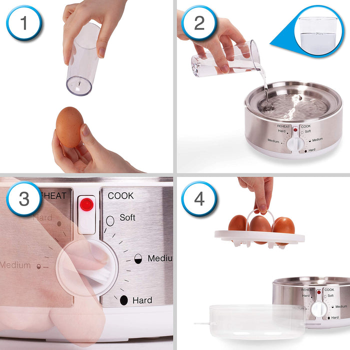 Duronic EB35 Hervidor cocedor para huevos eléctrico|hasta 7 Huevos|Cocedor con termostato y minutero|Huevos duros, huevos mollet, huevos pasados por agua|Prepara 2 tipos de huevos a la vez