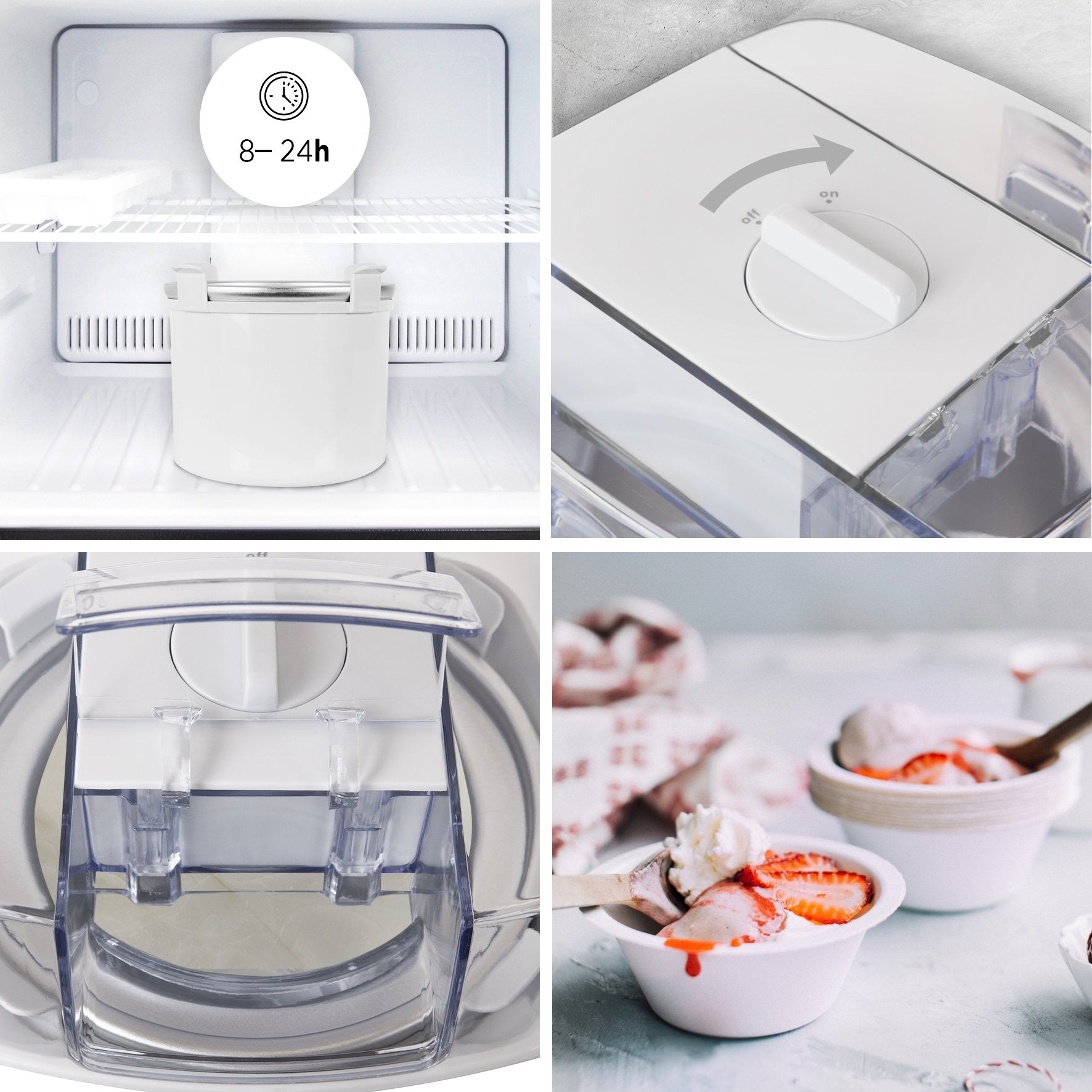Duronic IM540 Heladera con bol de congelación de 1.5L para hacer postres caseros como helados, sorbete y yogur helado caseros en 15-30 minutos - Gran potencia - Incluye pala y accesorios