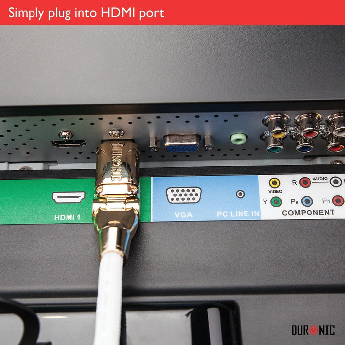 Duronic HDC01 HDMI Cable 1m Blindado 1.4 con Conectores Chapados en Oro 24ct Flexible y Rotativo Compatible con Ethernet Señal Full HD 1080P / 2160P