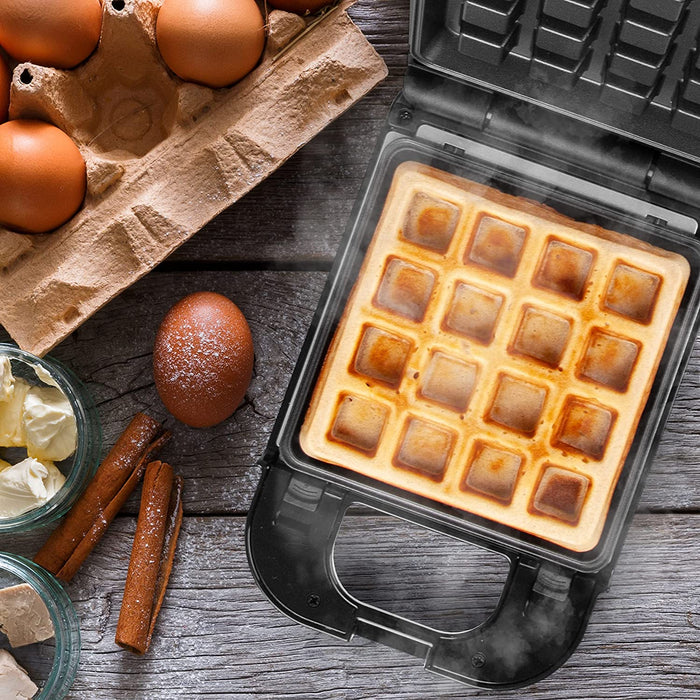 Duronic WM32 Mini Gofrera y Grill 2 en 1 650W | Placas de cocción antiadherentes desmontables | Control automático de temperatura | Para gofres dulces y salados sándwiches tostadas huevos