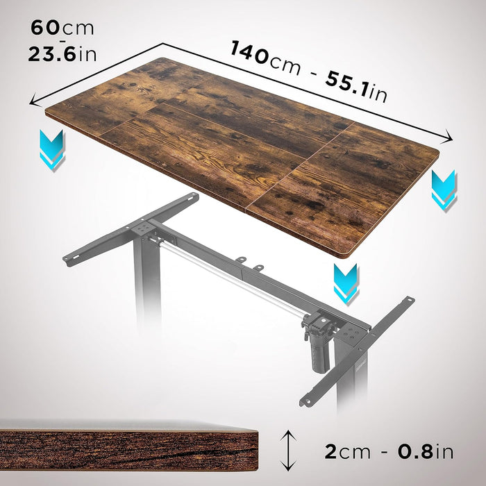 Duronic TT140 AO tablero de escritorio | 140 x 60 x 1,9 cm | Tablero de mesa para escritorio en casa, home office u oficina | Ideal para puesto de trabajo regulable en altura | Color Madera Antigua